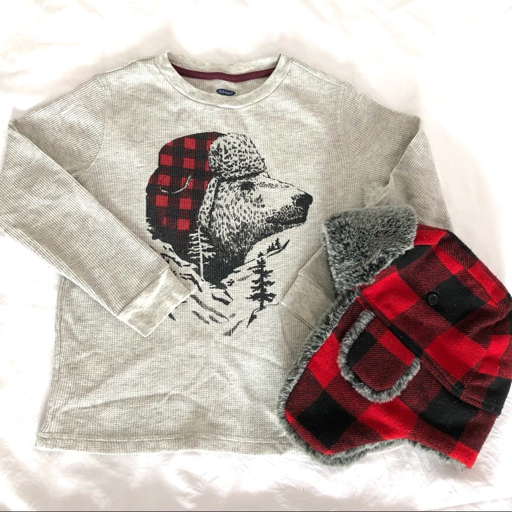 Boys - Old Navy Buffalo Check Thermal Set - Sz 7(Sm)